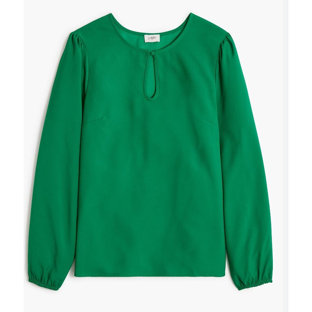 J. Crew Keyhole Long Sleeve Blouse Green Size Large Tall NEW